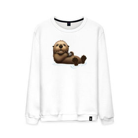 Мужской свитшот хлопок с принтом Otter emoji в Кировске, 100% хлопок |  | 