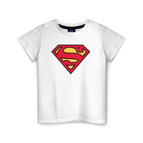 Детская футболка хлопок с принтом Superman logo в Кировске, 100% хлопок | круглый вырез горловины, полуприлегающий силуэт, длина до линии бедер | Тематика изображения на принте: clark kent | superman | кларк кент | супермен | супермэн