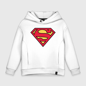 Детское худи Oversize хлопок с принтом Superman logo в Кировске, френч-терри — 70% хлопок, 30% полиэстер. Мягкий теплый начес внутри —100% хлопок | боковые карманы, эластичные манжеты и нижняя кромка, капюшон на магнитной кнопке | Тематика изображения на принте: clark kent | superman | кларк кент | супермен | супермэн