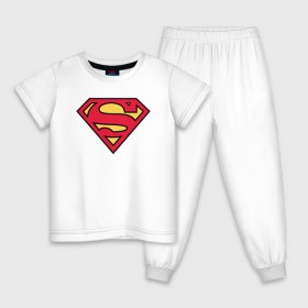 Детская пижама хлопок с принтом Superman logo в Кировске, 100% хлопок |  брюки и футболка прямого кроя, без карманов, на брюках мягкая резинка на поясе и по низу штанин
 | Тематика изображения на принте: clark kent | superman | кларк кент | супермен | супермэн