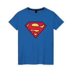Женская футболка хлопок с принтом Superman logo в Кировске, 100% хлопок | прямой крой, круглый вырез горловины, длина до линии бедер, слегка спущенное плечо | Тематика изображения на принте: clark kent | superman | кларк кент | супермен | супермэн