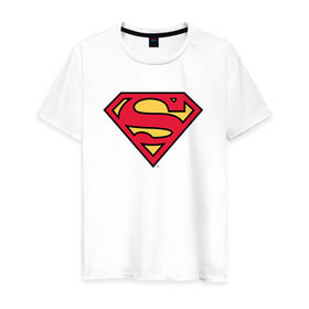 Мужская футболка хлопок с принтом Superman logo в Кировске, 100% хлопок | прямой крой, круглый вырез горловины, длина до линии бедер, слегка спущенное плечо. | Тематика изображения на принте: clark kent | superman | кларк кент | супермен | супермэн