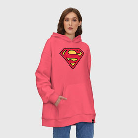 Худи SuperOversize хлопок с принтом Superman logo в Кировске, 70% хлопок, 30% полиэстер, мягкий начес внутри | карман-кенгуру, эластичная резинка на манжетах и по нижней кромке, двухслойный капюшон
 | clark kent | superman | кларк кент | супермен | супермэн