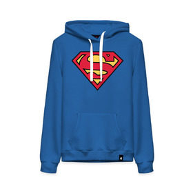 Женская толстовка с принтом Superman logo в Кировске, френч-терри, мягкий теплый начес внутри (100% хлопок) | карман-кенгуру, эластичные манжеты и нижняя кромка, капюшон с подкладом и шнурком | clark kent | superman | кларк кент | супермен | супермэн