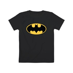 Детская футболка хлопок с принтом Batman logo в Кировске, 100% хлопок | круглый вырез горловины, полуприлегающий силуэт, длина до линии бедер | Тематика изображения на принте: bat man | batman | batman comics | caped crusader | comics | dark knight | бетмен | брюс уэйн | бэт мен | бэтмен | тёмный рыцарь