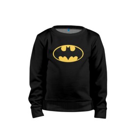 Детский свитшот хлопок с принтом Batman logo в Кировске, 100% хлопок | круглый вырез горловины, эластичные манжеты, пояс и воротник | bat man | batman | batman comics | caped crusader | comics | dark knight | бетмен | брюс уэйн | бэт мен | бэтмен | тёмный рыцарь
