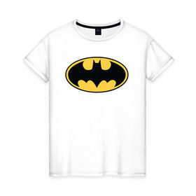 Женская футболка хлопок с принтом Batman logo в Кировске, 100% хлопок | прямой крой, круглый вырез горловины, длина до линии бедер, слегка спущенное плечо | bat man | batman | batman comics | caped crusader | comics | dark knight | бетмен | брюс уэйн | бэт мен | бэтмен | тёмный рыцарь