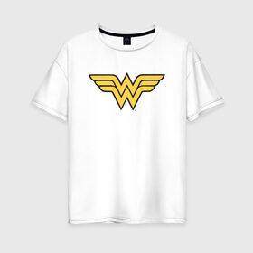 Женская футболка хлопок Oversize с принтом Wonder Woman Logo в Кировске, 100% хлопок | свободный крой, круглый ворот, спущенный рукав, длина до линии бедер
 | dc | dc comics | diana prince | wonder woman | вандер вуман | вондер вуман | диана принс | супер женщина | чудо женщина