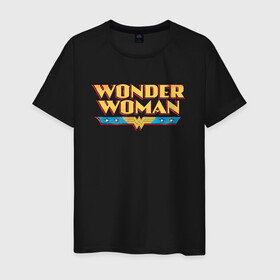 Мужская футболка хлопок с принтом Wonder Woman Text Logo в Кировске, 100% хлопок | прямой крой, круглый вырез горловины, длина до линии бедер, слегка спущенное плечо. | dc | dc comics | diana prince | shtatjl | wonder woman | вандер вуман | вондер вуман | диана принс | супер женщина | чудо женщина