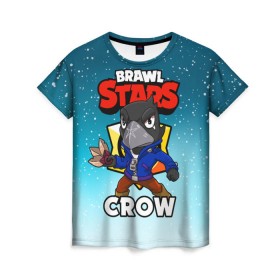 Женская футболка 3D с принтом BRAWL STARS CROW в Кировске, 100% полиэфир ( синтетическое хлопкоподобное полотно) | прямой крой, круглый вырез горловины, длина до линии бедер | brawl stars | brawl stars crow | brawler | crow | бравл старз | бравлер | ворон