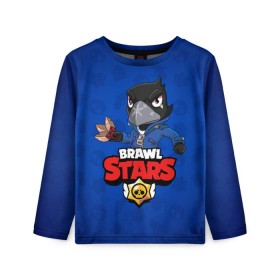 Детский лонгслив 3D с принтом BRAWL STARS CROW в Кировске, 100% полиэстер | длинные рукава, круглый вырез горловины, полуприлегающий силуэт
 | 8 bit | 8 бит | brawl stars | bull | colt | crow | leon | leon shark | shark | stars | акула | берли | ворон | динамайк | кольт | леон | леон акула | нита | спайк | шелли | эль примо