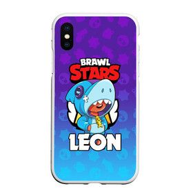 Чехол для iPhone XS Max матовый с принтом BRAWL STARS LEON SHARK в Кировске, Силикон | Область печати: задняя сторона чехла, без боковых панелей | 8 bit | 8 бит | brawl stars | bull | colt | crow | leon | leon shark | shark | stars | акула | берли | ворон | динамайк | кольт | леон | леон акула | нита | спайк | шелли | эль примо