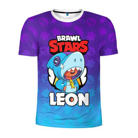 Мужская футболка 3D спортивная с принтом BRAWL STARS LEON SHARK в Кировске, 100% полиэстер с улучшенными характеристиками | приталенный силуэт, круглая горловина, широкие плечи, сужается к линии бедра | 8 bit | 8 бит | brawl stars | bull | colt | crow | leon | leon shark | shark | stars | акула | берли | ворон | динамайк | кольт | леон | леон акула | нита | спайк | шелли | эль примо
