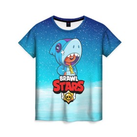 Женская футболка 3D с принтом BRAWL STARS LEON SHARK в Кировске, 100% полиэфир ( синтетическое хлопкоподобное полотно) | прямой крой, круглый вырез горловины, длина до линии бедер | 8 bit | 8 бит | brawl stars | bull | colt | crow | leon | leon shark | shark | stars | акула | берли | ворон | динамайк | кольт | леон | леон акула | нита | спайк | шелли | эль примо