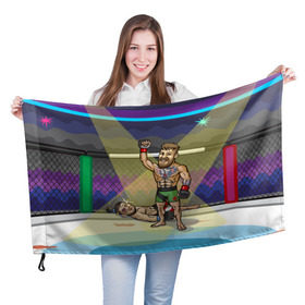 Флаг 3D с принтом Конор Макгрегор победил Хабиба в Кировске, 100% полиэстер | плотность ткани — 95 г/м2, размер — 67 х 109 см. Принт наносится с одной стороны | 