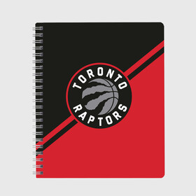 Тетрадь с принтом Toronto Raptors BR в Кировске, 100% бумага | 48 листов, плотность листов — 60 г/м2, плотность картонной обложки — 250 г/м2. Листы скреплены сбоку удобной пружинной спиралью. Уголки страниц и обложки скругленные. Цвет линий — светло-серый
 | Тематика изображения на принте: nba | raptors | toronto | toronto raptors | баскетбол | нба | рэпторс | торонто | торонто рэпторс