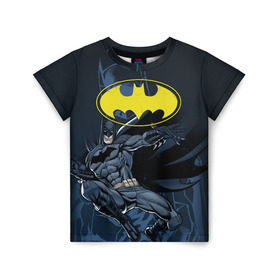 Детская футболка 3D с принтом Batman в Кировске, 100% гипоаллергенный полиэфир | прямой крой, круглый вырез горловины, длина до линии бедер, чуть спущенное плечо, ткань немного тянется | Тематика изображения на принте: bat man | batman | batman comics | caped crusader | comics | dark knight | бетмен | брюс уэйн | бэт мен | бэтмен | тёмный рыцарь