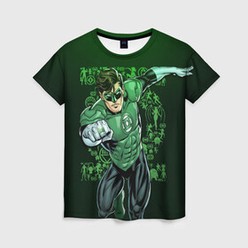 Женская футболка 3D с принтом Green Lantern в Кировске, 100% полиэфир ( синтетическое хлопкоподобное полотно) | прямой крой, круглый вырез горловины, длина до линии бедер | dc | dc comics | green lantern | shtatjl | зеленый фонарь
