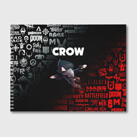 Альбом для рисования с принтом BRAWL STARS CROW в Кировске, 100% бумага
 | матовая бумага, плотность 200 мг. | brawl stars | bull | colt | crow | leon | leon shark | shark | stars | акула | берли | ворон | динамайк | кольт | леон | леон акула | нита | спайк | шелли | эль примо