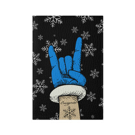 Обложка для паспорта матовая кожа с принтом Рок Снегурочка в Кировске, натуральная матовая кожа | размер 19,3 х 13,7 см; прозрачные пластиковые крепления | happy new year | santa | дед мороз | каникулы | мороз | новогодний свитер | новый год | оливье | праздник | рождество | санта клаус | свитер новогодний | снег | снегурочка | снежинки