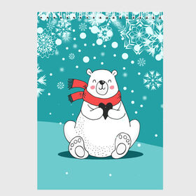 Скетчбук с принтом North bear в Кировске, 100% бумага
 | 48 листов, плотность листов — 100 г/м2, плотность картонной обложки — 250 г/м2. Листы скреплены сверху удобной пружинной спиралью | happy new year | santa | дед мороз | каникулы | мороз | новогодний свитер | новый год | оливье | праздник | рождество | санта клаус | свитер новогодний | снег | снегурочка | снежинки