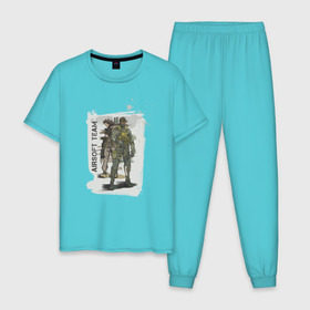Мужская пижама хлопок с принтом Airsoft team в Кировске, 100% хлопок | брюки и футболка прямого кроя, без карманов, на брюках мягкая резинка на поясе и по низу штанин
 | airsoft | оружие | снаряжение | страйкбол