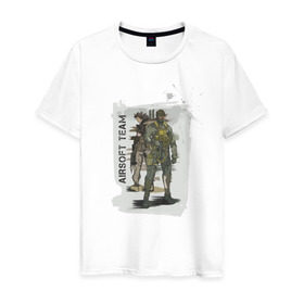 Мужская футболка хлопок с принтом Airsoft team в Кировске, 100% хлопок | прямой крой, круглый вырез горловины, длина до линии бедер, слегка спущенное плечо. | airsoft | оружие | снаряжение | страйкбол
