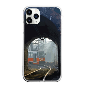 Чехол для iPhone 11 Pro Max матовый с принтом Трамвай в Кировске, Силикон |  | rails | railway | tram | trees | tunnel | деревья | железная дорога | рельсы | тоннель | трамвай