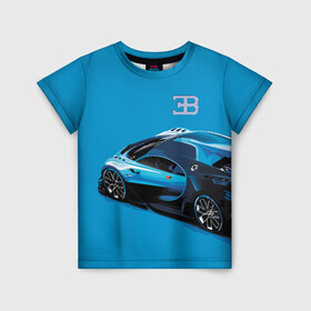 Детская футболка 3D с принтом Bugatti в Кировске, 100% гипоаллергенный полиэфир | прямой крой, круглый вырез горловины, длина до линии бедер, чуть спущенное плечо, ткань немного тянется | bugatti | car | italy | motorsport | prestige | автомобиль | автоспорт | бугатти | италия | престиж