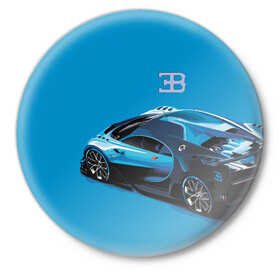 Значок с принтом Bugatti в Кировске,  металл | круглая форма, металлическая застежка в виде булавки | Тематика изображения на принте: bugatti | car | italy | motorsport | prestige | автомобиль | автоспорт | бугатти | италия | престиж