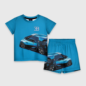 Детский костюм с шортами 3D с принтом Bugatti в Кировске,  |  | Тематика изображения на принте: bugatti | car | italy | motorsport | prestige | автомобиль | автоспорт | бугатти | италия | престиж