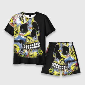 Мужской костюм с шортами 3D с принтом Graffiti в Кировске,  |  | color | fashion | graffiti | grin | jaw | orbits | skull | teeth | глазницы | граффити | зубы | мода | оскал | цвет | череп