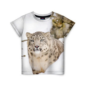 Детская футболка 3D с принтом Ирбис в Кировске, 100% гипоаллергенный полиэфир | прямой крой, круглый вырез горловины, длина до линии бедер, чуть спущенное плечо, ткань немного тянется | Тематика изображения на принте: snow leopard | барс | барсы | животное | животные | звери | зверь | зима | зимы | ирбис | киски | кот | коты | кошачьи | кошка | кошки | мохнатые | мохнатый | пятнистые | пятнистый | снег | снежный