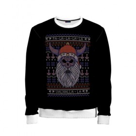 Детский свитшот 3D с принтом Vikings Xmas Sweater в Кировске, 100% полиэстер | свободная посадка, прямой крой, мягкая тканевая резинка на рукавах и понизу свитшота | Тематика изображения на принте: christmas | king | new | ragnar | skandinavia | snow | snowflakes | valhalla | vikings | xmas | year | вальхалла | викинги | год | король | новый | рагнар | рождество | скандинавия | снег