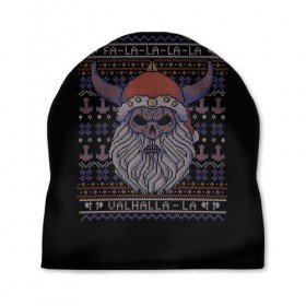 Шапка 3D с принтом Vikings Xmas Sweater в Кировске, 100% полиэстер | универсальный размер, печать по всей поверхности изделия | Тематика изображения на принте: christmas | king | new | ragnar | skandinavia | snow | snowflakes | valhalla | vikings | xmas | year | вальхалла | викинги | год | король | новый | рагнар | рождество | скандинавия | снег