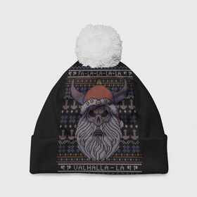 Шапка 3D c помпоном с принтом Vikings Xmas Sweater в Кировске, 100% полиэстер | универсальный размер, печать по всей поверхности изделия | christmas | king | new | ragnar | skandinavia | snow | snowflakes | valhalla | vikings | xmas | year | вальхалла | викинги | год | король | новый | рагнар | рождество | скандинавия | снег