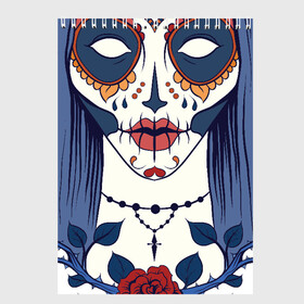 Скетчбук с принтом Мексиканский сахарный череп в Кировске, 100% бумага
 | 48 листов, плотность листов — 100 г/м2, плотность картонной обложки — 250 г/м2. Листы скреплены сверху удобной пружинной спиралью | day of the dead | dia de los muertos | gothic | halloween | skull | sugar skull | готика | день мертвых | женский череп | мексиканский череп | мистика | подарок | сахарный череп | хэллоуин