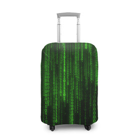Чехол для чемодана 3D с принтом Компьютерный язык в Кировске, 86% полиэфир, 14% спандекс | двустороннее нанесение принта, прорези для ручек и колес | единицы | код | матрица | нули | программа