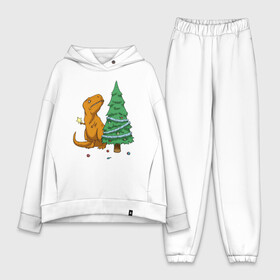 Женский костюм хлопок Oversize с принтом T REX mas в Кировске,  |  | 2020 | new year | new year 2020 | t rex | новый год | новый год 2020