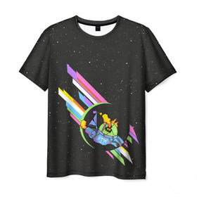 Мужская футболка 3D с принтом Rick and Morty в Кировске, 100% полиэфир | прямой крой, круглый вырез горловины, длина до линии бедер | morty | rick | saucer | spaceship | vdpartat | летающая тарелка | рик и морти