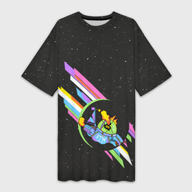 Платье-футболка 3D с принтом Rick and Morty в Кировске,  |  | morty | rick | saucer | spaceship | vdpartat | летающая тарелка | рик и морти
