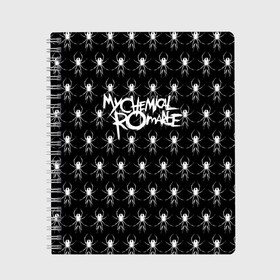 Тетрадь с принтом My Chemical Romance в Кировске, 100% бумага | 48 листов, плотность листов — 60 г/м2, плотность картонной обложки — 250 г/м2. Листы скреплены сбоку удобной пружинной спиралью. Уголки страниц и обложки скругленные. Цвет линий — светло-серый
 | gerard way | mcr | my chemical romance | альтернативный | группа | джерард уэй | май кемикал романс | мкр | мой химический роман | мхр | мцр | панк | поп | поппанк | рок | рэй торо