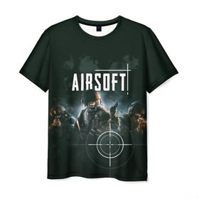 Мужская футболка 3D с принтом AIRSOFT в Кировске, 100% полиэфир | прямой крой, круглый вырез горловины, длина до линии бедер | airsoft | оружие | снаряжение | страйкбол | стрельба