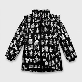 Зимняя куртка для девочек 3D с принтом FALLOUT BLACK в Кировске, ткань верха — 100% полиэстер; подклад — 100% полиэстер, утеплитель — 100% полиэстер. | длина ниже бедра, удлиненная спинка, воротник стойка и отстегивающийся капюшон. Есть боковые карманы с листочкой на кнопках, утяжки по низу изделия и внутренний карман на молнии. 

Предусмотрены светоотражающий принт на спинке, радужный светоотражающий элемент на пуллере молнии и на резинке для утяжки. | bethesda | bethesda game studios | fallout | fallout 4 | game | vault   tec | vault boy | игры | постапокалипсис | убежище 101