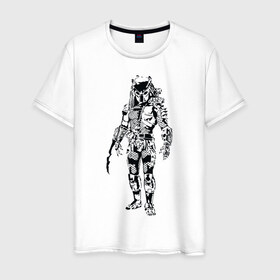 Мужская футболка хлопок с принтом Predator в Кировске, 100% хлопок | прямой крой, круглый вырез горловины, длина до линии бедер, слегка спущенное плечо. | alien | predator | хищник | чужой