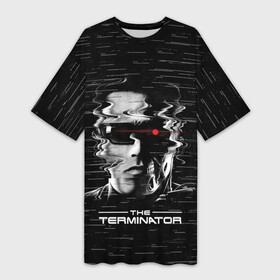 Платье-футболка 3D с принтом The Terminator в Кировске,  |  | arnold | connor | john | robot | schwarzenegger | skynet | t 800 | terminator | арнольд | джон | коннор | ликвидатор | небесная | робот | сеть | скайнет | терминатор | шварценеггер
