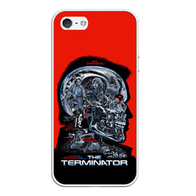 Чехол для iPhone 5/5S матовый с принтом The Terminator в Кировске, Силикон | Область печати: задняя сторона чехла, без боковых панелей | arnold | connor | john | robot | schwarzenegger | skynet | t 800 | terminator | арнольд | джон | коннор | ликвидатор | небесная | робот | сеть | скайнет | терминатор | шварценеггер