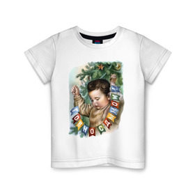 Детская футболка хлопок с принтом Говно с дымом в Кировске, 100% хлопок | круглый вырез горловины, полуприлегающий силуэт, длина до линии бедер | буквы | гирлянда | дым | ёлка | мальчик | новый год | флажки