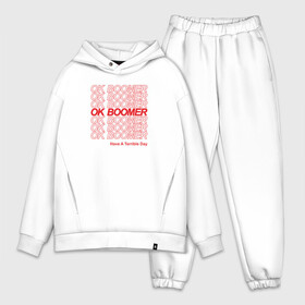 Мужской костюм хлопок OVERSIZE с принтом OK BOOMER (RED) в Кировске,  |  | boomer | boomers | generation | internet | meme | ok | ok boomer | young | бумеры | зумеры | интернет | мем | молодежь | ок | ок бумер | окей бумер | поколение