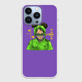 Чехол для iPhone 13 Pro с принтом Billie Eilish Purple в Кировске,  |  | Тематика изображения на принте: bad | bad guy | billi | billie | billie eilish | eilish | good girl | music | swag | айлиш | беляш | били | били айлиш | билли | билли айлиш | билли эйлиш | биляш | музка | певица | эйлиш